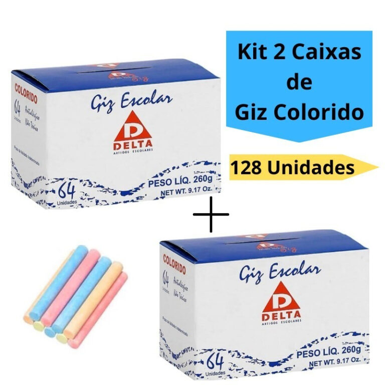 Kit 2 Caixas de Giz Colorido Escolar Quadro Verde 