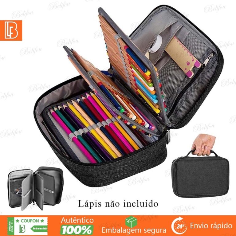 Estojo 72 Pens Escolar Box Nylon Com Alça Feminin