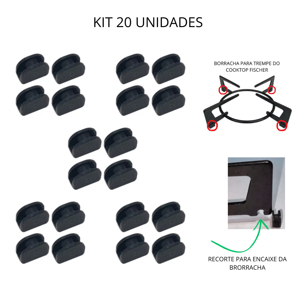 Borracha da Trempe Grade Cooktop Fogão Fischer – 20 Peças
