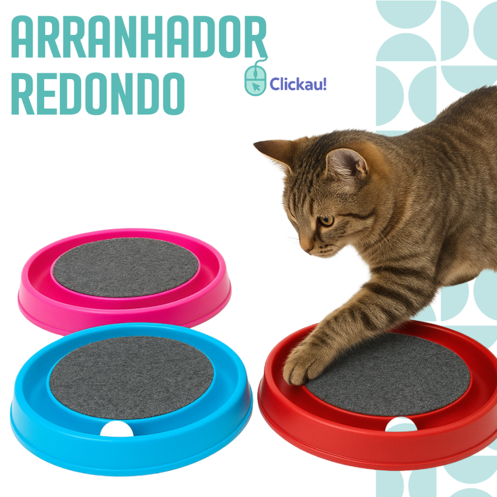 Arranhador Redondo para Gatos Brinquedo com Bolinha Interativo Relax Antiestresse Gatinho Cores Vari
