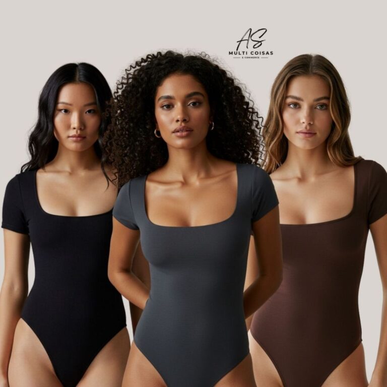 BODY FEMININO COM MANGA CURTA E DECOTE QUATRADO NO