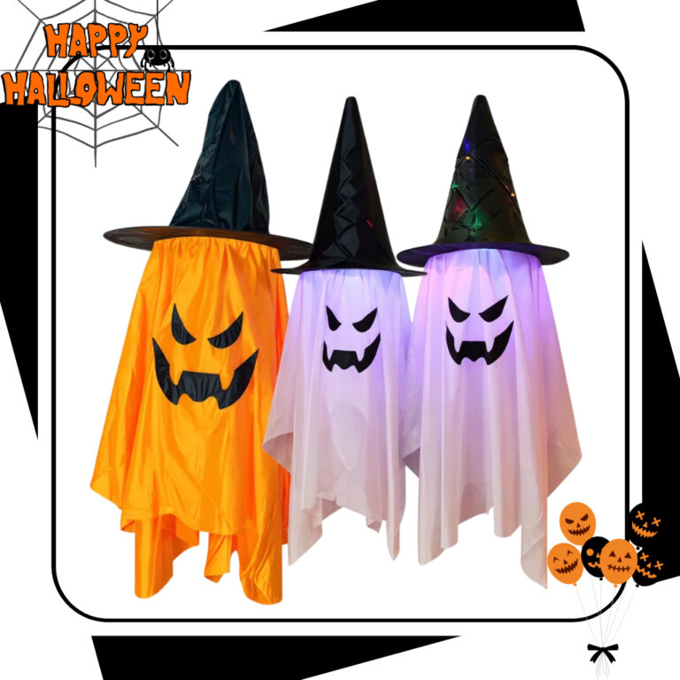 Fantasma Decorativo Halloween com Chapéu de Bruxa