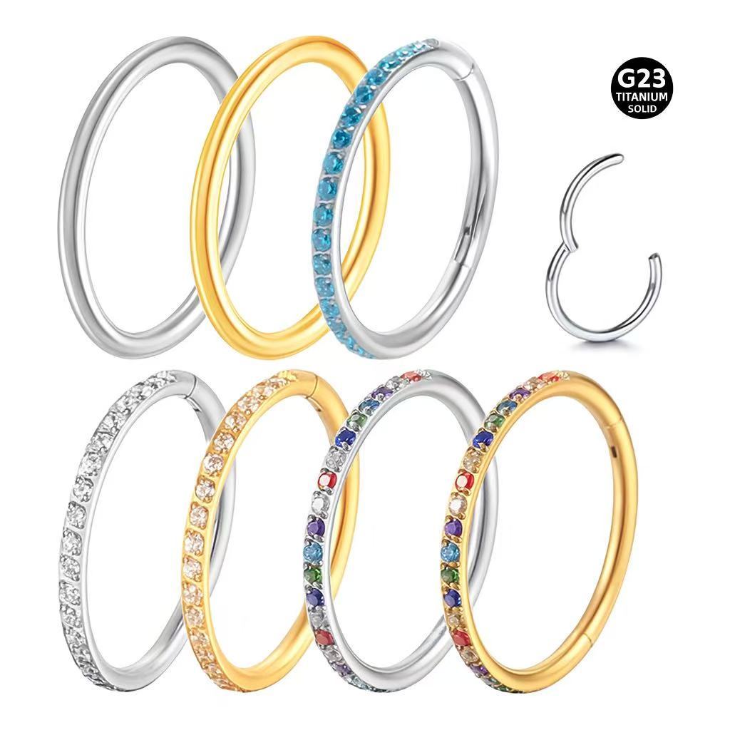 Piercing Argola Clik Titânio  Cirúrgico Zircônia Cravejada | Septril, Rook, Conch, Nariz Piercing Da