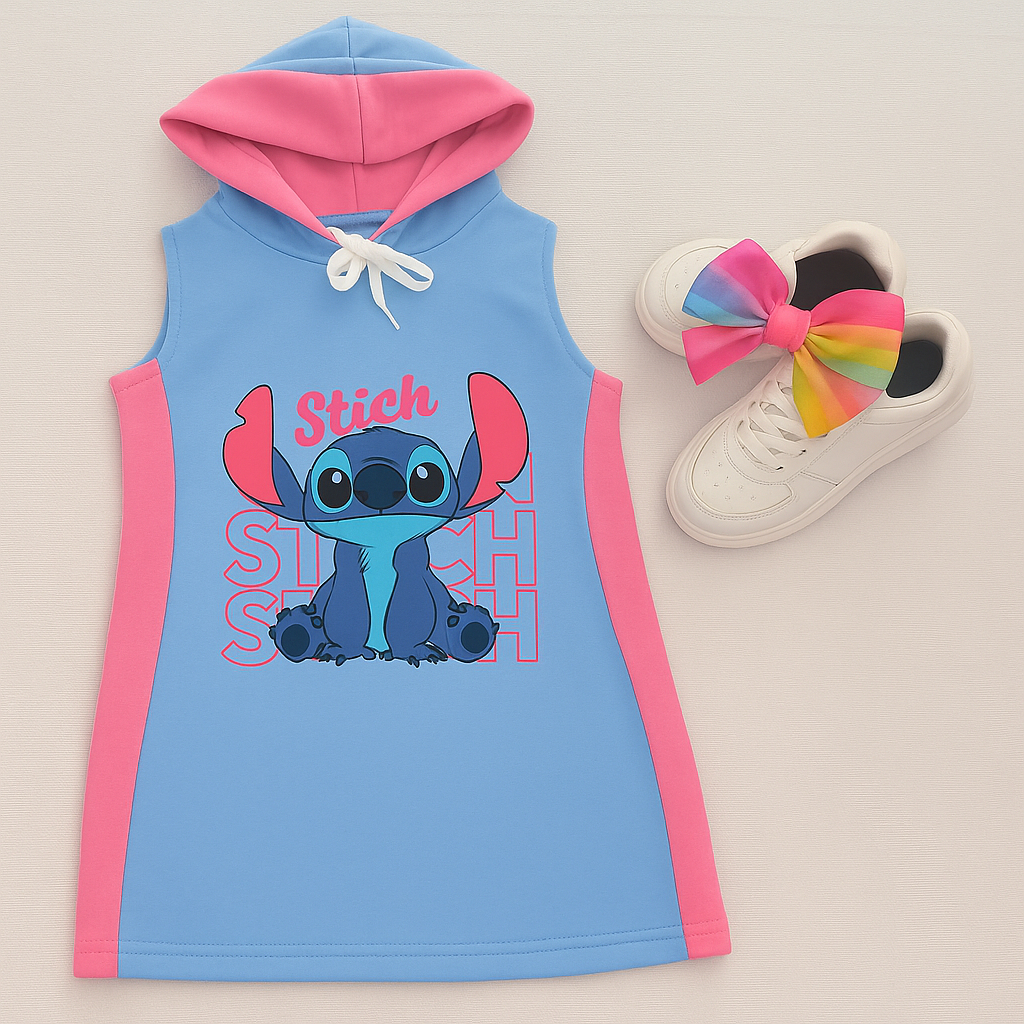 Vestido Sti Infantil Infanto Juvenil Criança Inverno Verão Leve Capuz Blogueirinha Barato 2 a 12 ano