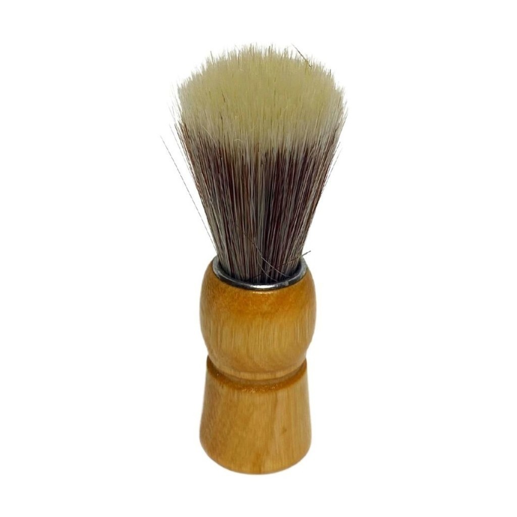 Pincel Para Barbear Barba Cabo De Madeira Cerdas Macias Premium Alta Qualidade