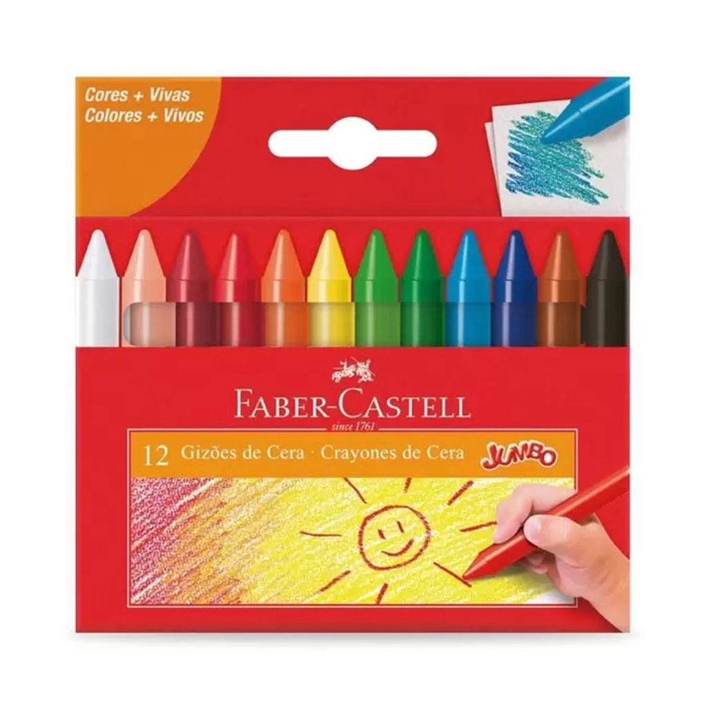 Gizão de cera com 12 cores 141112 Faber-Castell