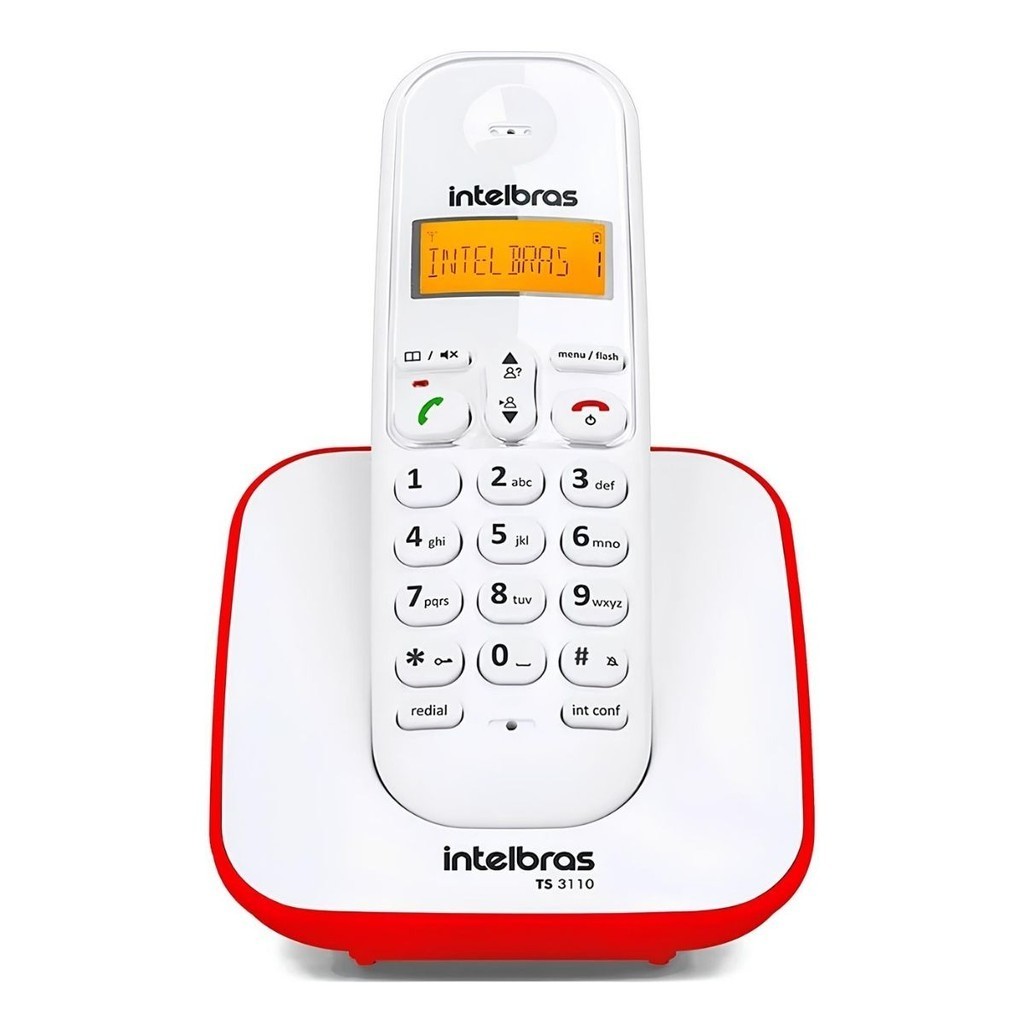 Telefone Sem Fio Intelbras Branco com Vermelho – TS 3110