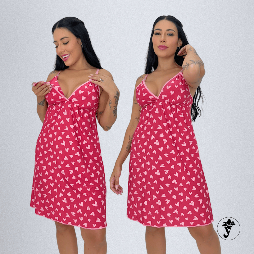 Camisola Amamentação Feminina Liganeti Alcinha Regulagem Confortável Dia a Dia Linha Noite Maternida