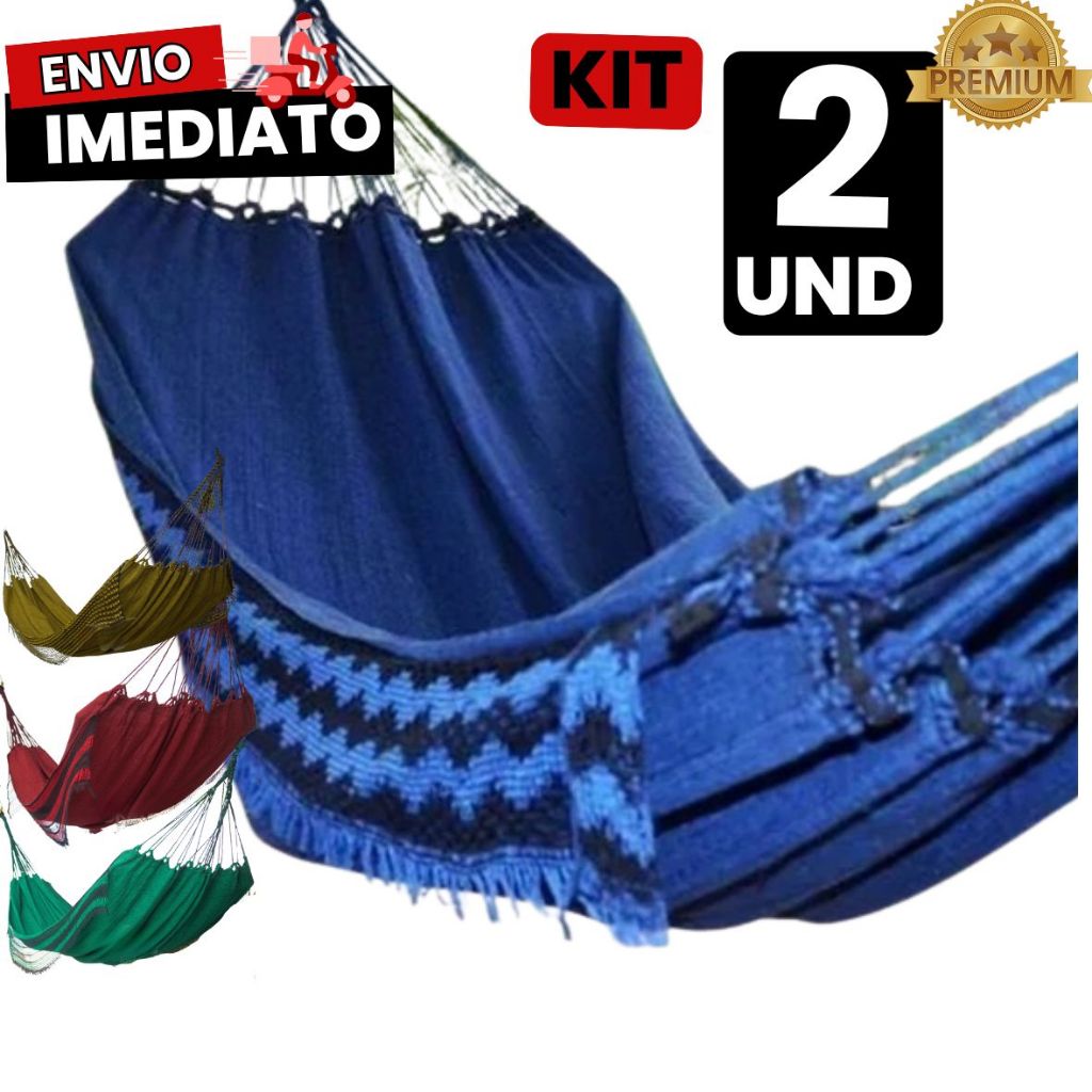 KIT de 2 Redes Casal ou Solteiro Dormir Jeans Descanso Reforçada Confortável Macia Design Elegante P
