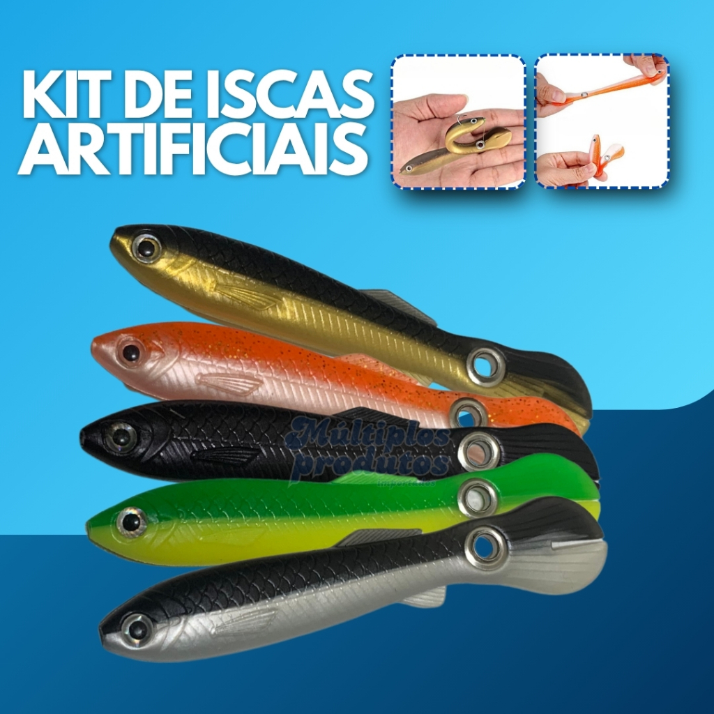 Kit De Iscas Artificial Para Pesca Soft Bait Peixe De Silicone Guppy