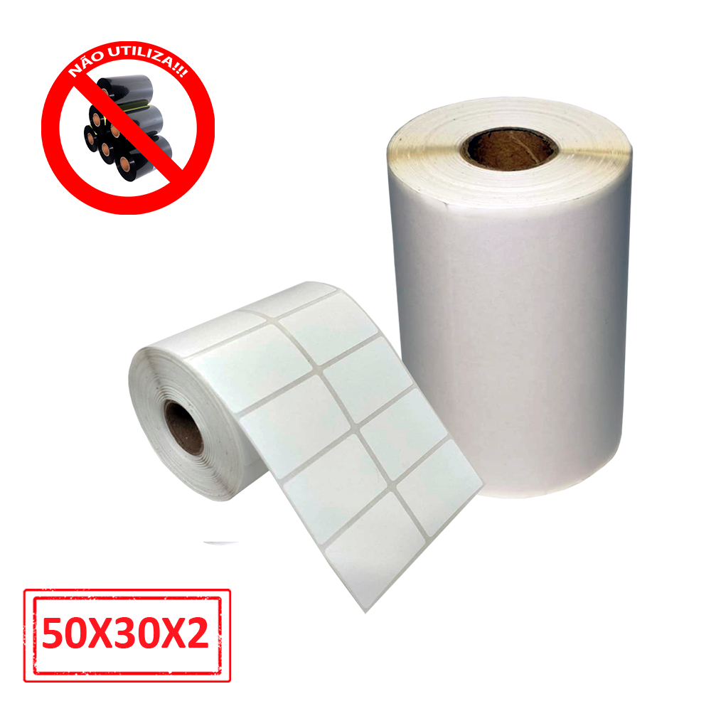 Etiqueta 50x30x2 Térmica – 1 Rolo (1.000 Etiquetas)