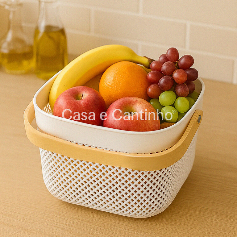 Cesto Organizador Fruteira com Alça Portátil Mul