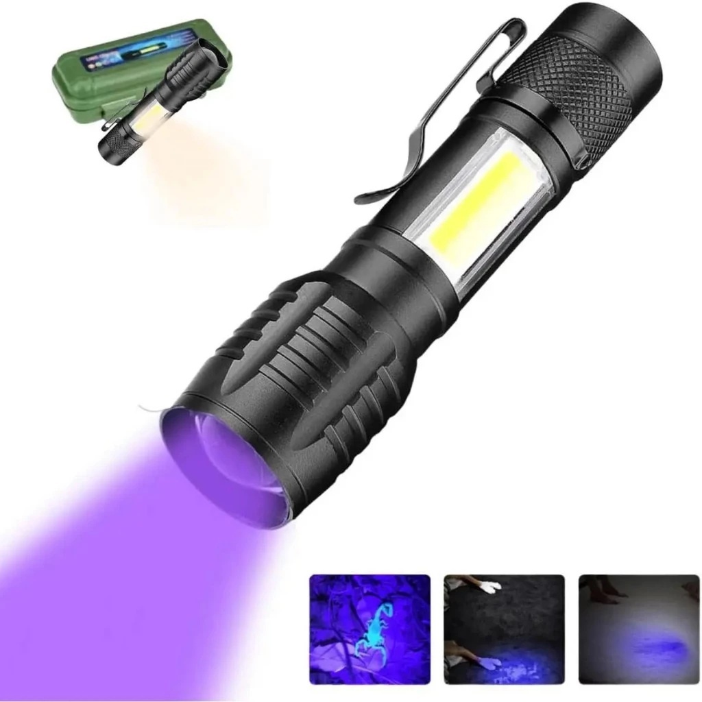 LANTERNA UV ULTRAVIOLETA RECARREGÁVEL TÁTICA POTENTE