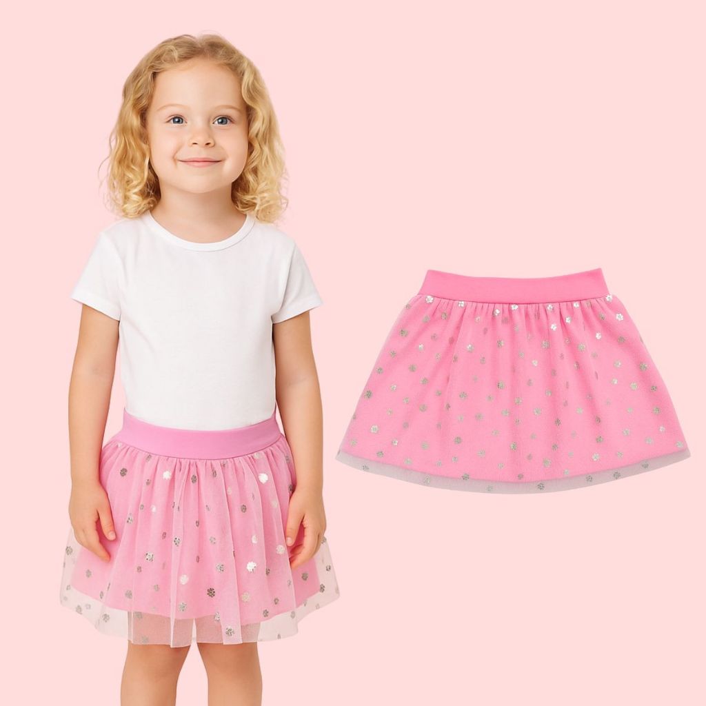 Saia Menina Infantil Com Tule Antialérgico Cotton Macio E Confortável