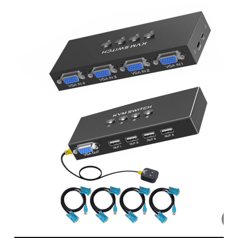 Kvm Switch Vga 4porta  com controle +4cabos Ativo