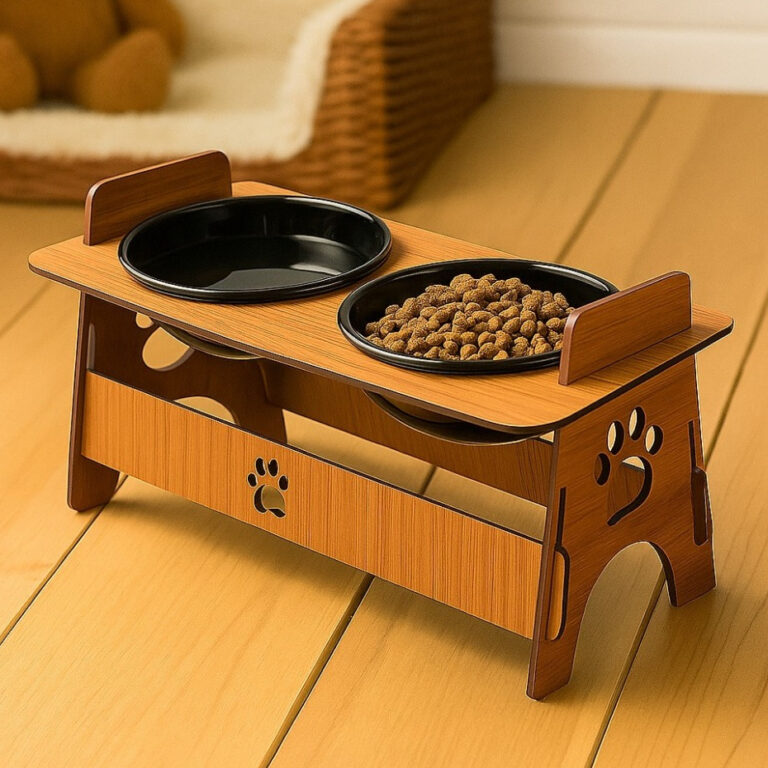 Comedouro Elevado para Cachorro e Gato em Mdf Pret