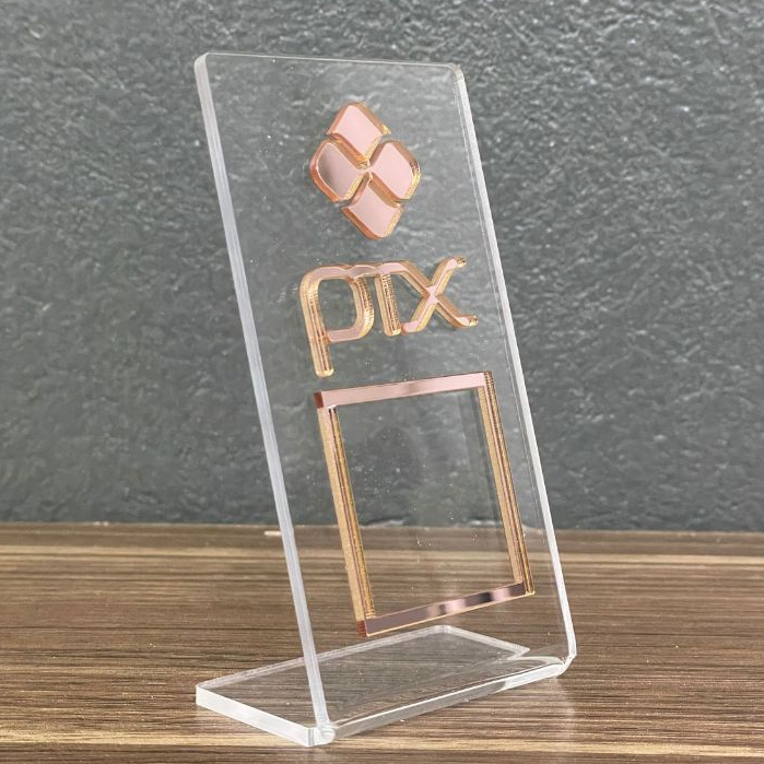 Placa Pix Display Mesa Balcão Em Acrílico QR Cod