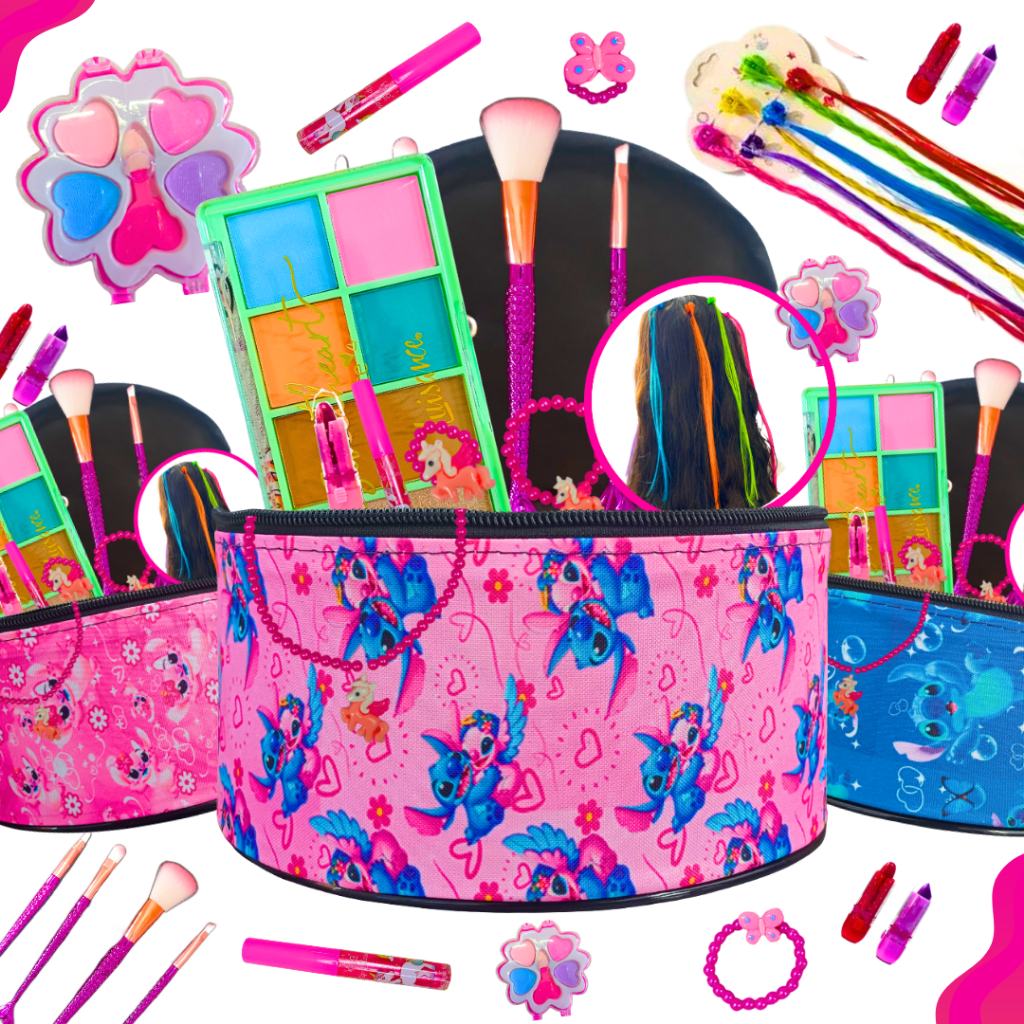 Kit Infantil Criança De Maquiagem Com Maletinha Make Linda Completa