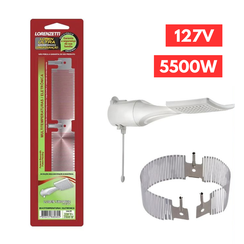 Resistência Chuveiro Loren Shower Lorenzetti Ultra 127v 5500w Banho Banheiro Alta Performance Turbo