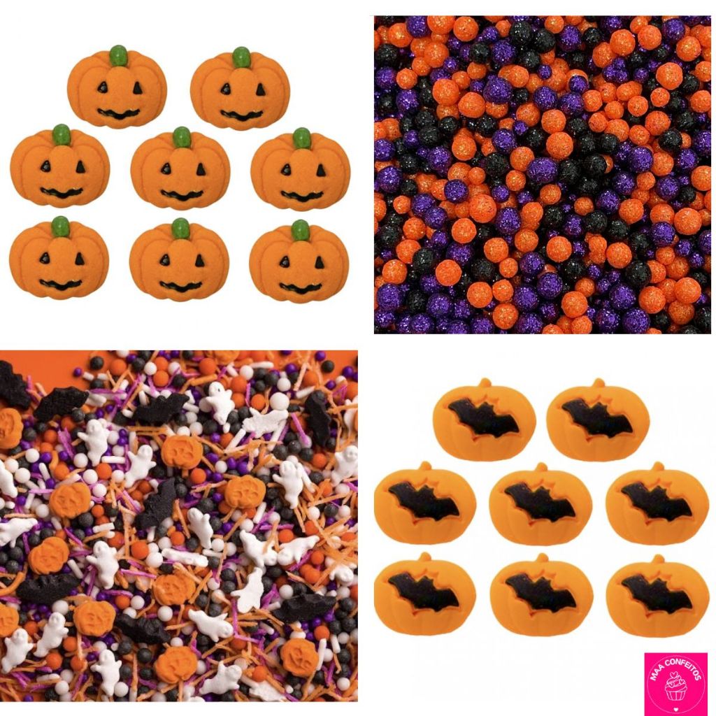 Confeitos de açúcar 100% comestíveis Halloween – Diversas Opções –  Jady Confeitos