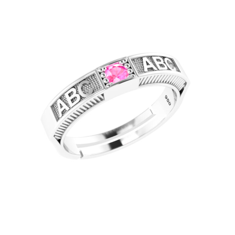 Anel De Formatura ABC Infantil Regulavel Prata 925