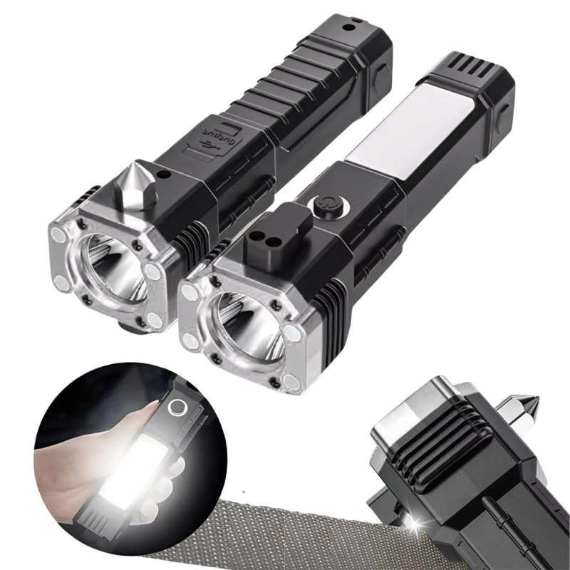 Lanterna Tática Potente Recarregável USB Led Luz Forte Resistente A Água Com Zoom Direcional