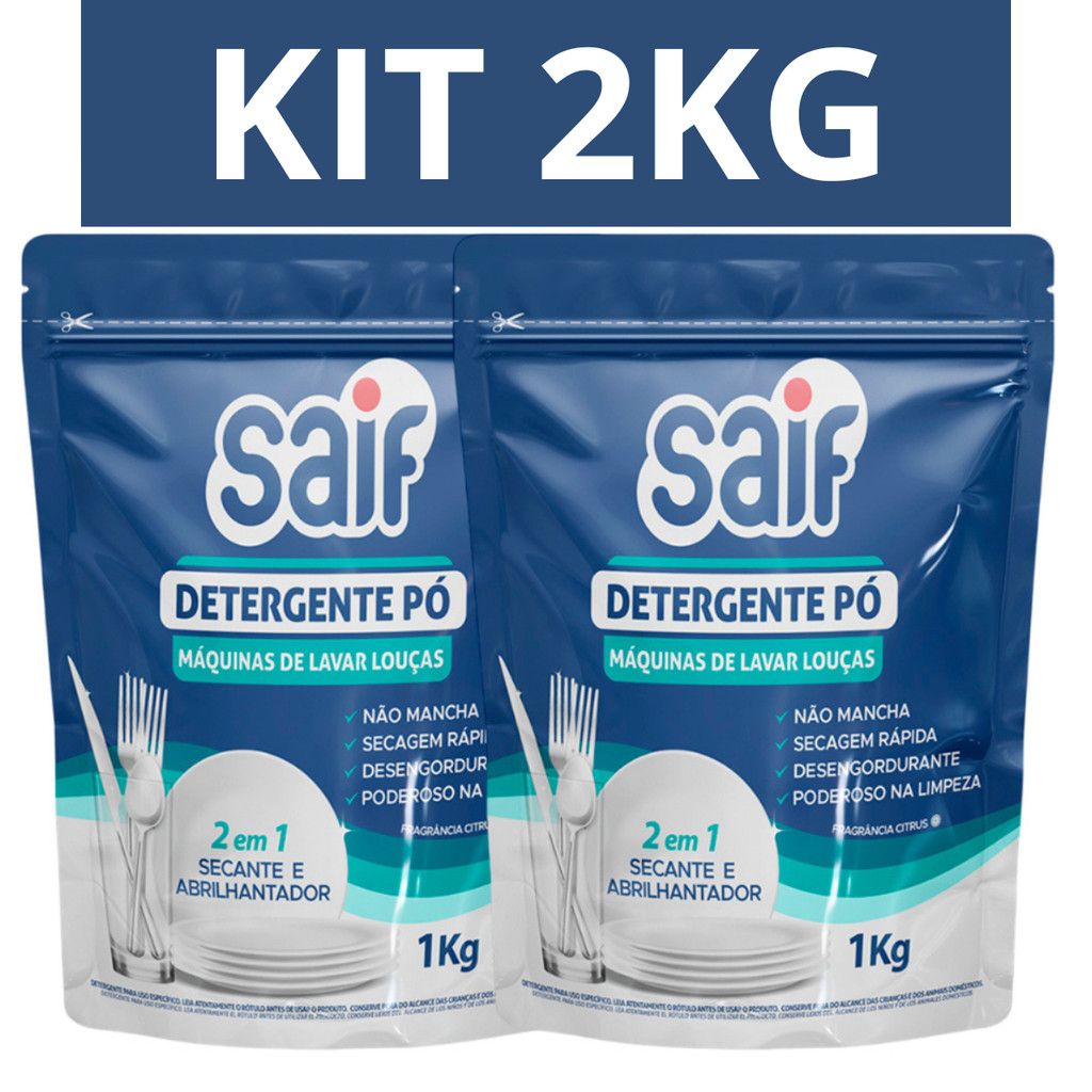 Kit 2kg Sabão Detergente Em Pó Máquina de Lavar Louça