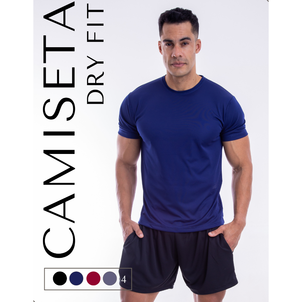 Camiseta Masculina Dry Fit Lisa Slim Academia Corrida Esporte Leve Treino Pilates Confortável