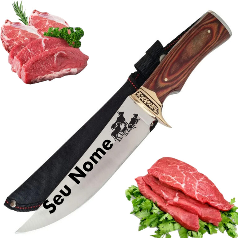 Faca De Caça Pesca Churrasco Luxo Personalizada c