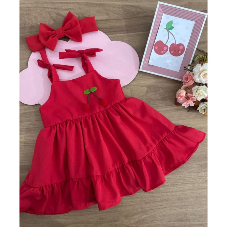 Vestido Infantil Menina criança vermelho festa pr