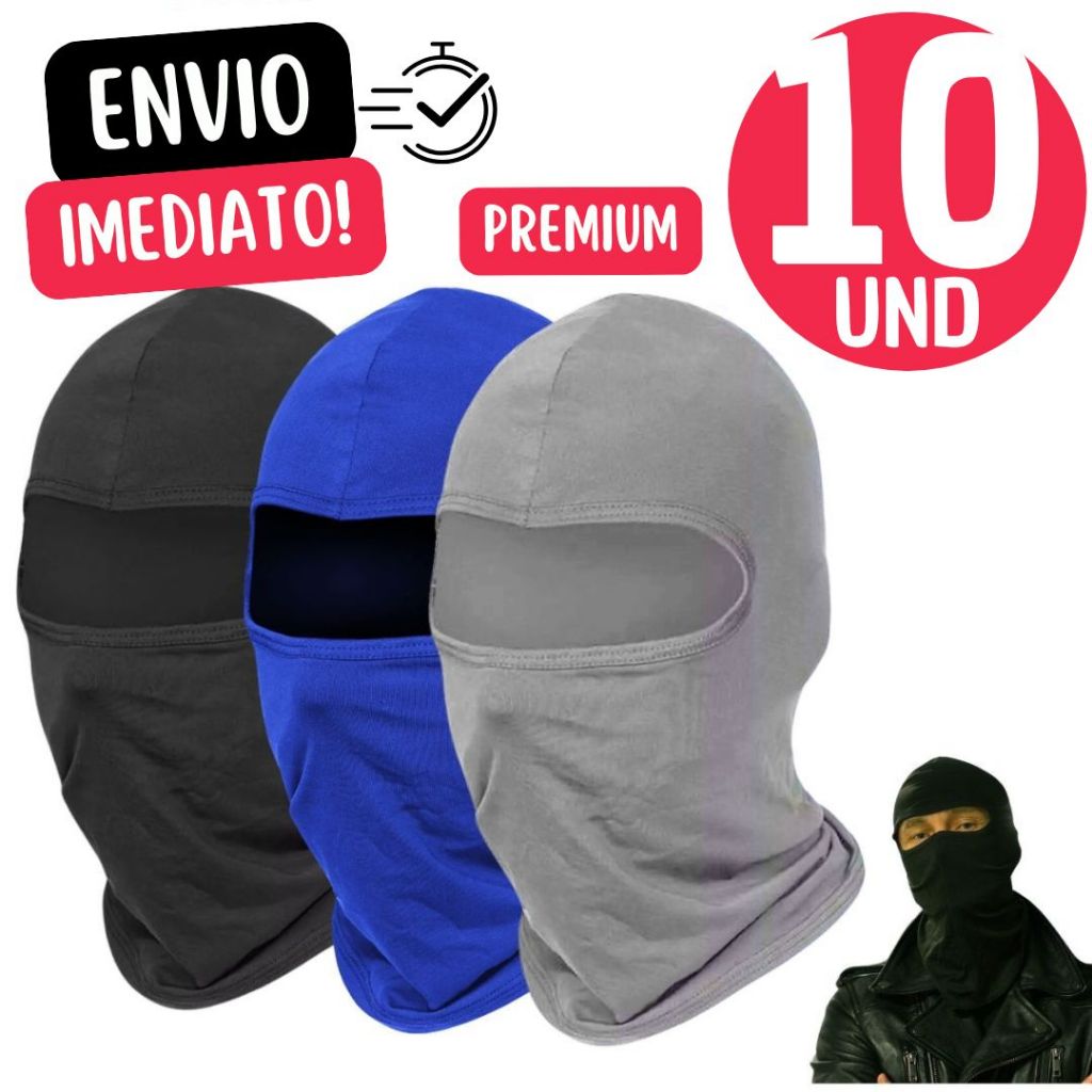 Jogo De 10 Touca Ninja Balaclava Motoqueiros Militar Tatica Frio Máscara Moto proteção solar raios U