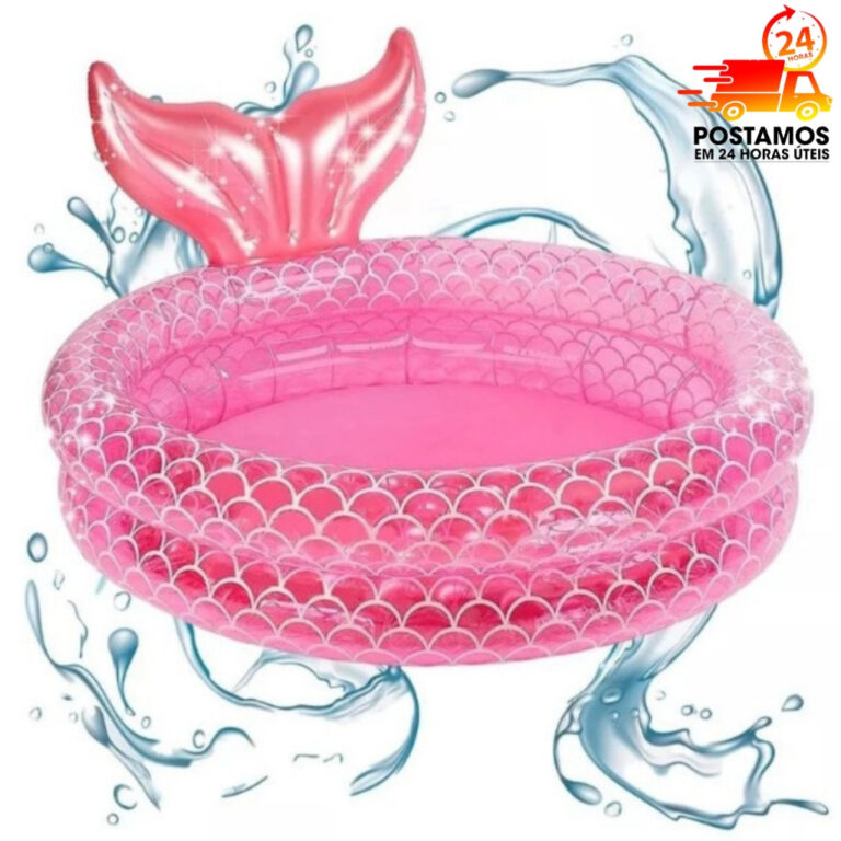 Piscina Inflável Infantil Rosa Sereia Com Calda 8