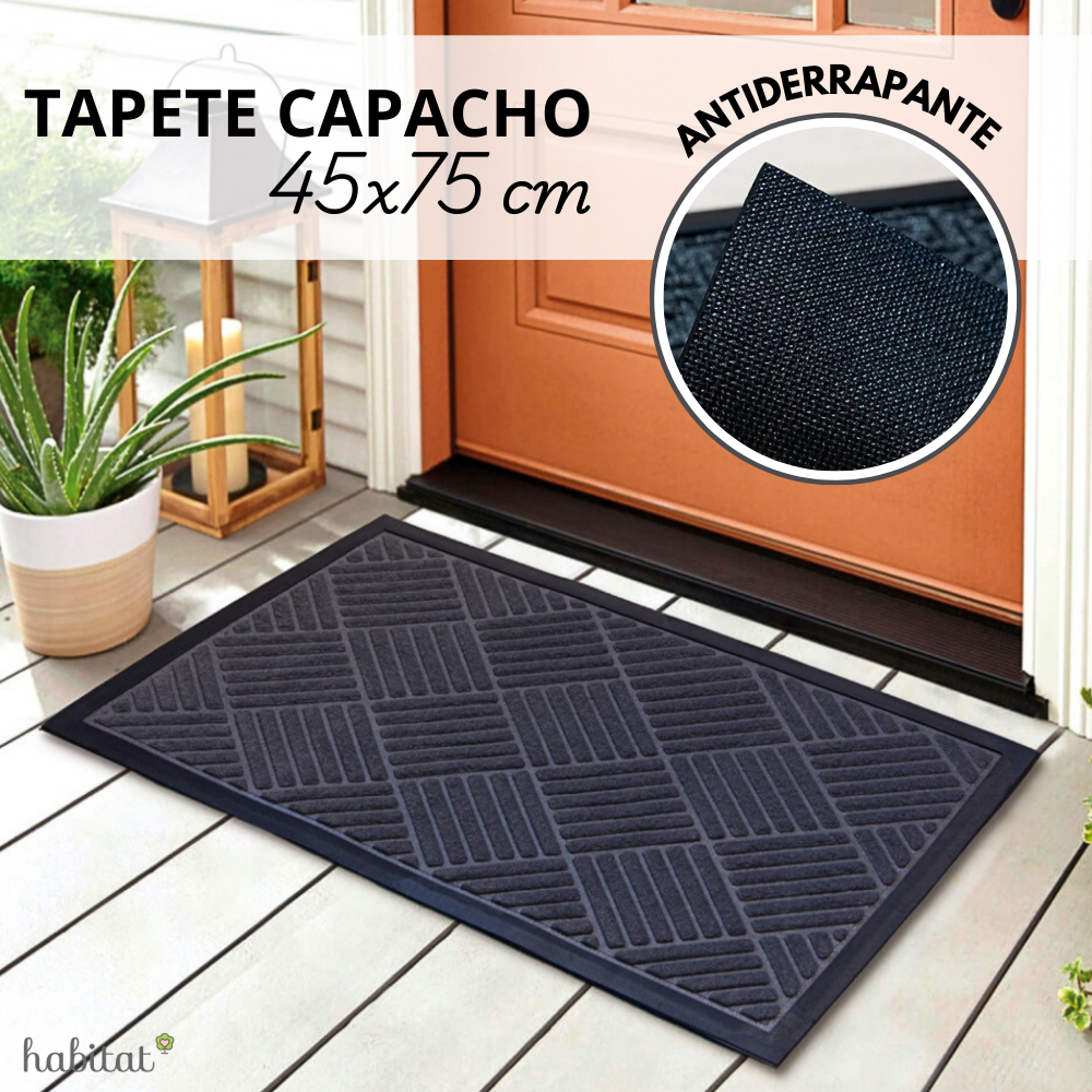 Tapete Capacho Porta de Entrada Emborrachado Antiderrapante Decorativo Habitat