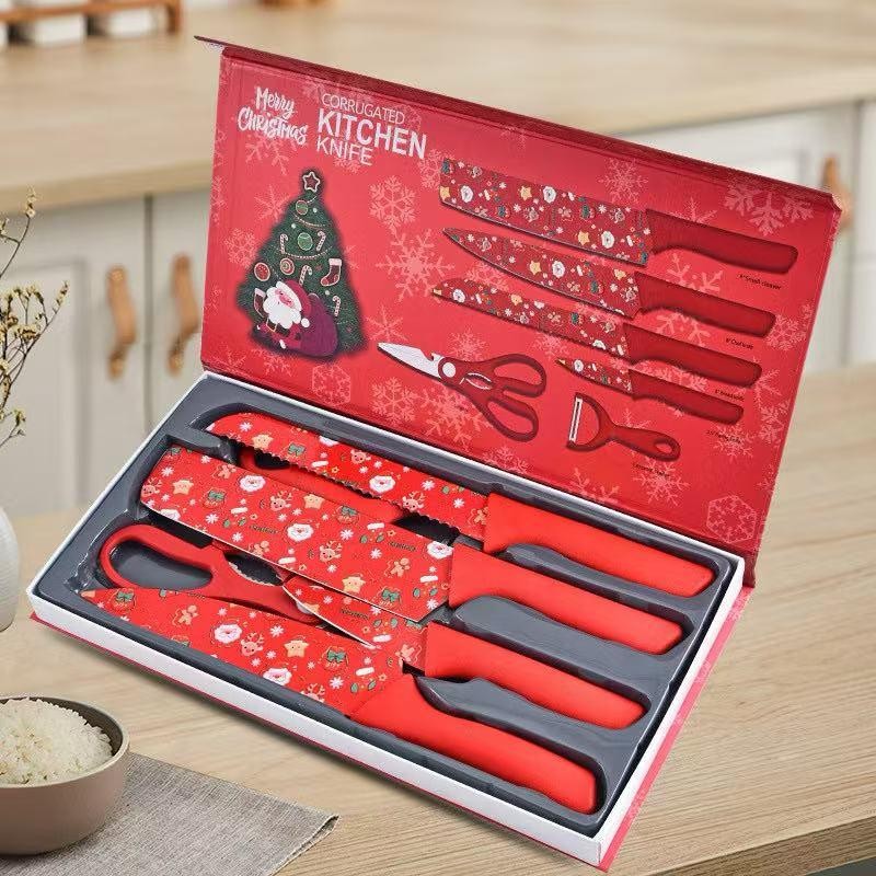 Kit de Facas Natalinas 6 Peças – Com Sofisticação e Temática Festiva à Sua Cozinha e Mesa de Natal