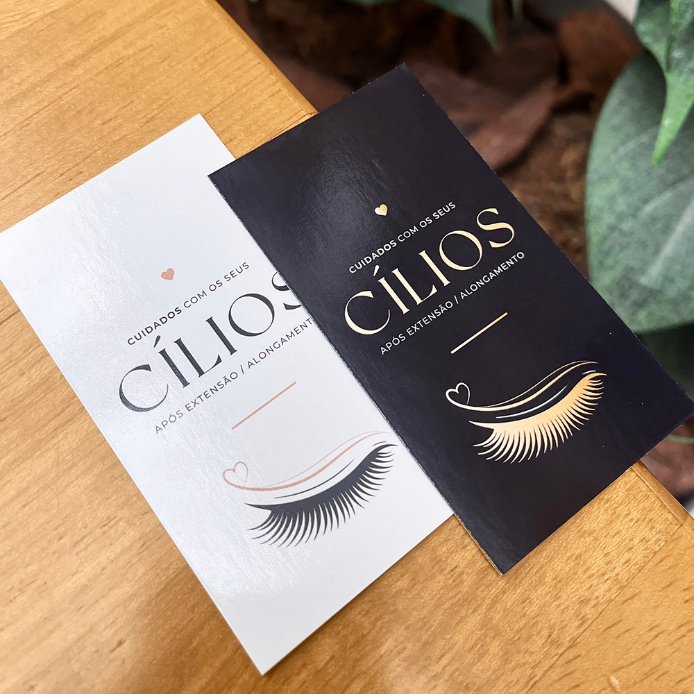 Cartão de Cuidados Alongamento e Extensão de Cílios – 9x5cm – Lash Design – CILIOS
