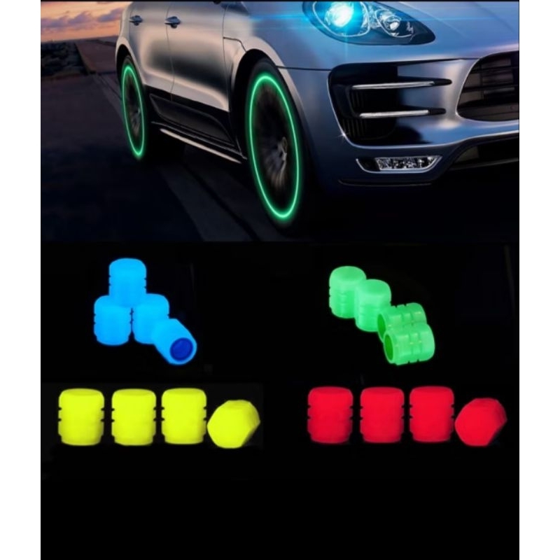 Tampa Da Válvula Do Pneu Fluorescente Neon Luminosa Para Carro Bike Moto