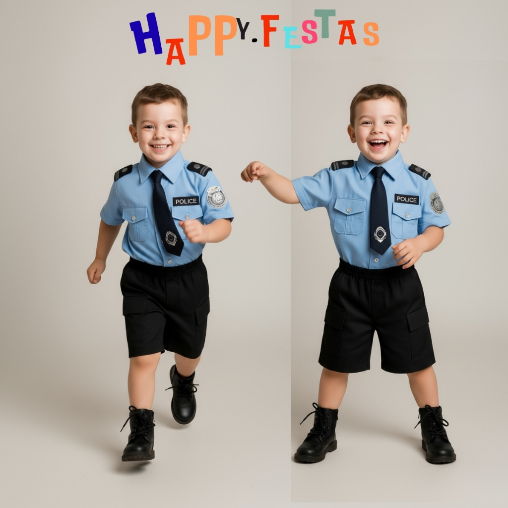 Fantasia Policial Infantil Festa Cosplay Dia Das Crianças Original Militar