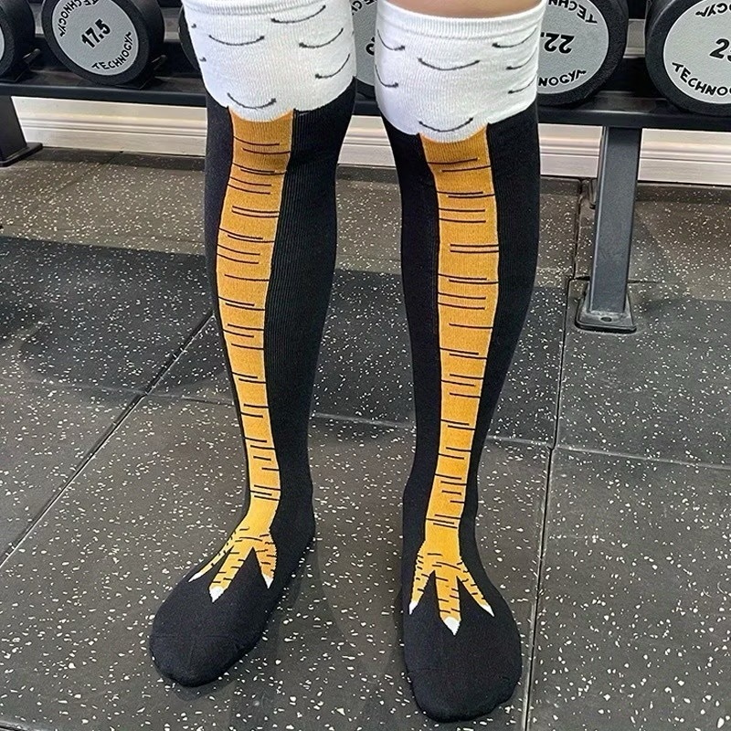 Meia Pé de Frango Galinha Galo Divertida Algodão Crossfit Esportiva Academia Cano Alto
