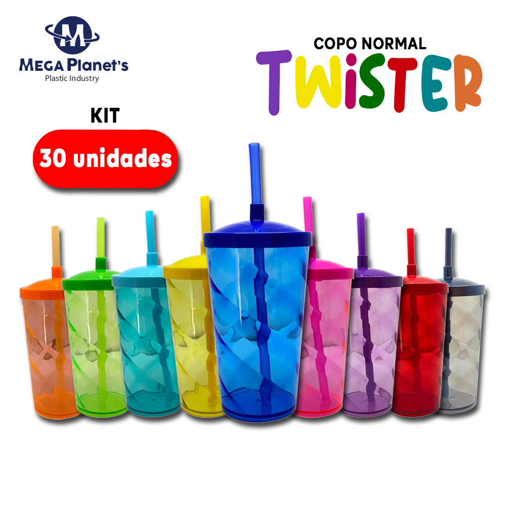 KIT 30 COPOS TWISTER 500ml TAMPA NORMAL | Ideal para Drinks e Festas | Aniversários | Casamentos | C