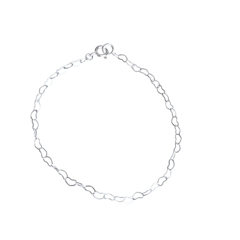 Pulseira Infantil Corrente Coração Cor Prata C/ 