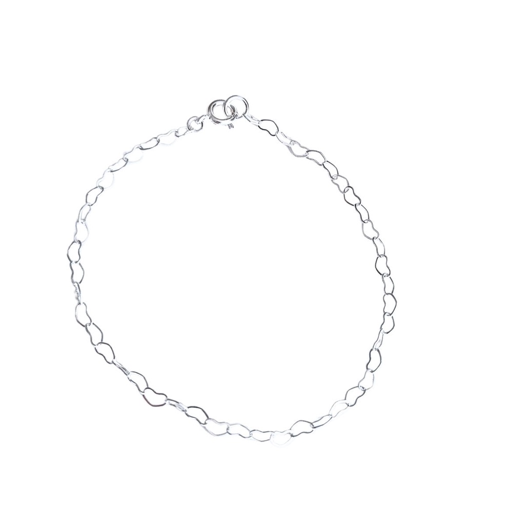 Pulseira Infantil Corrente Coração Cor Prata C/ Garantia