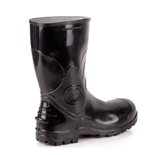 BOTA GALOCHA PVC CANO CURTA IMPERMEAVEL PRETA DE L