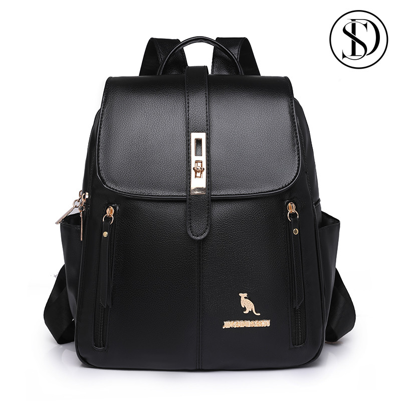 SD Mochila Feminina Média Universitária De Qualidade De Costas Em Couro Sintético Cangurus mochila f