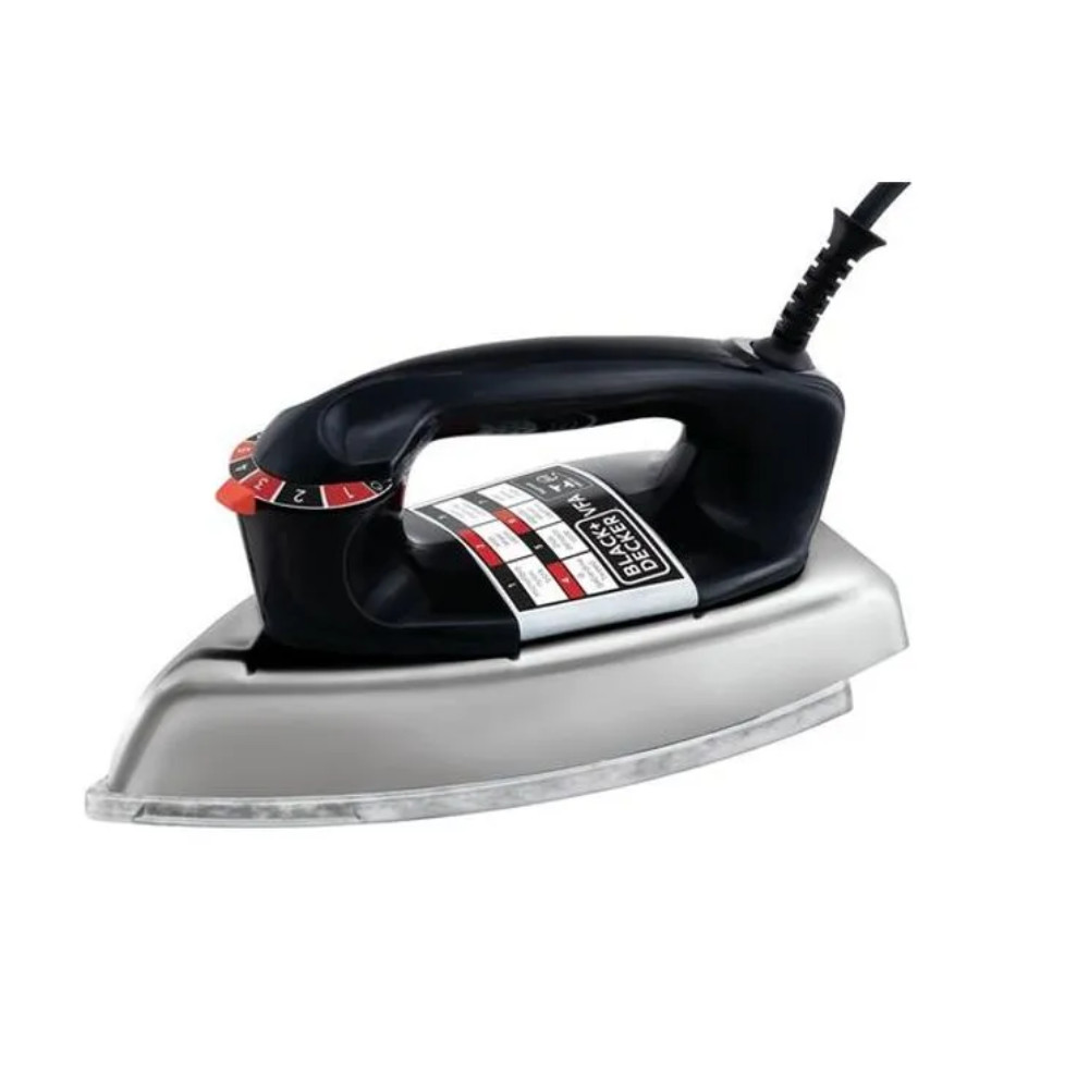 Black Decker Ferro de Passar Roupa a Seco, Metálico Preto, Modelo VFA1110TM2, 127V