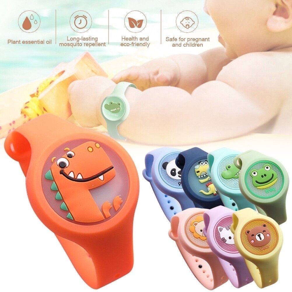 Kit 3 Pulseira Infantil Crianças Menino Menina Anti Mosquito Luminosa Estampa Desenho Com Fivela Á P
