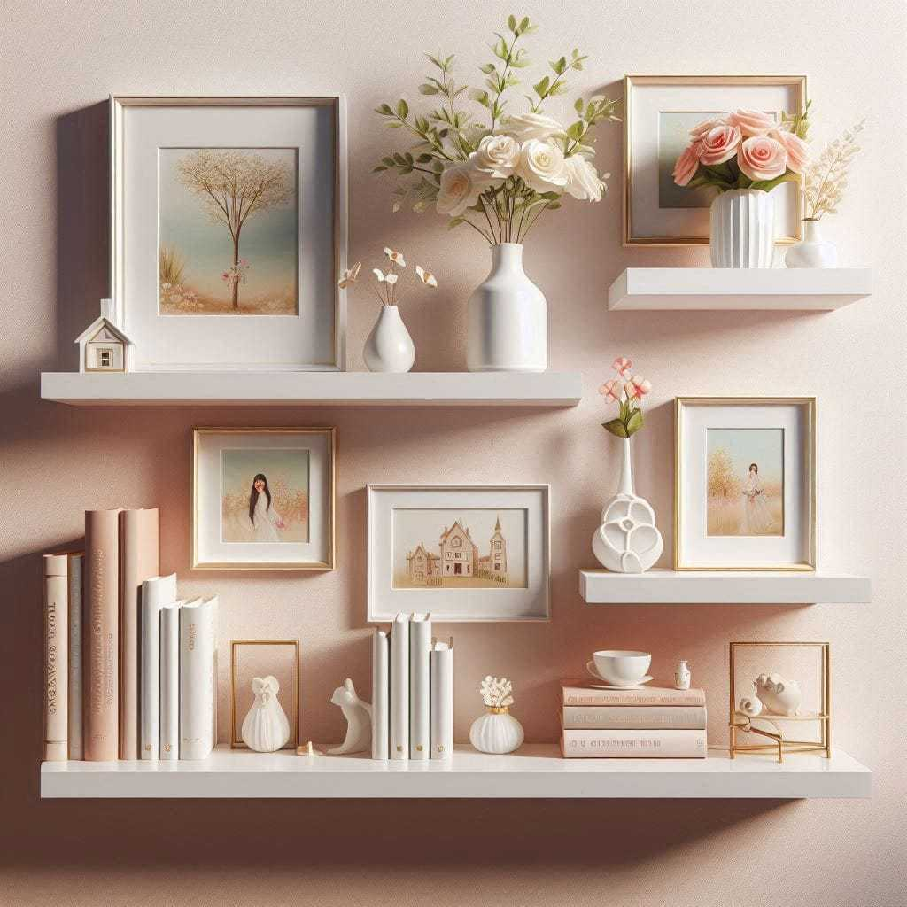 KIT 4 Prateleiras + Kit Instalação 45/40/30/20 Nichos Mdf Suporte Decoração