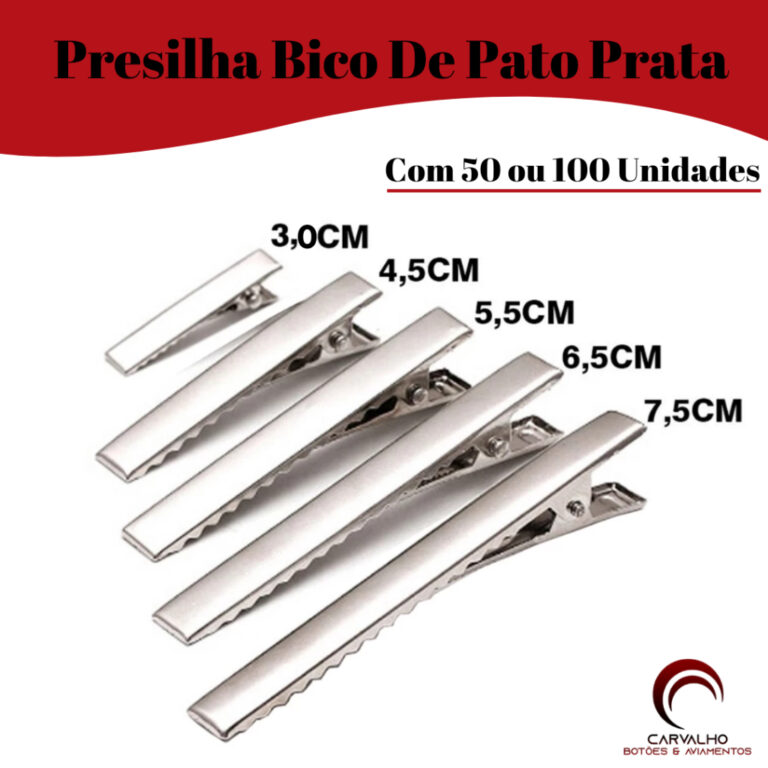 Bico De Pato 50 ou 100 Unidades Presilha Jacare Pr