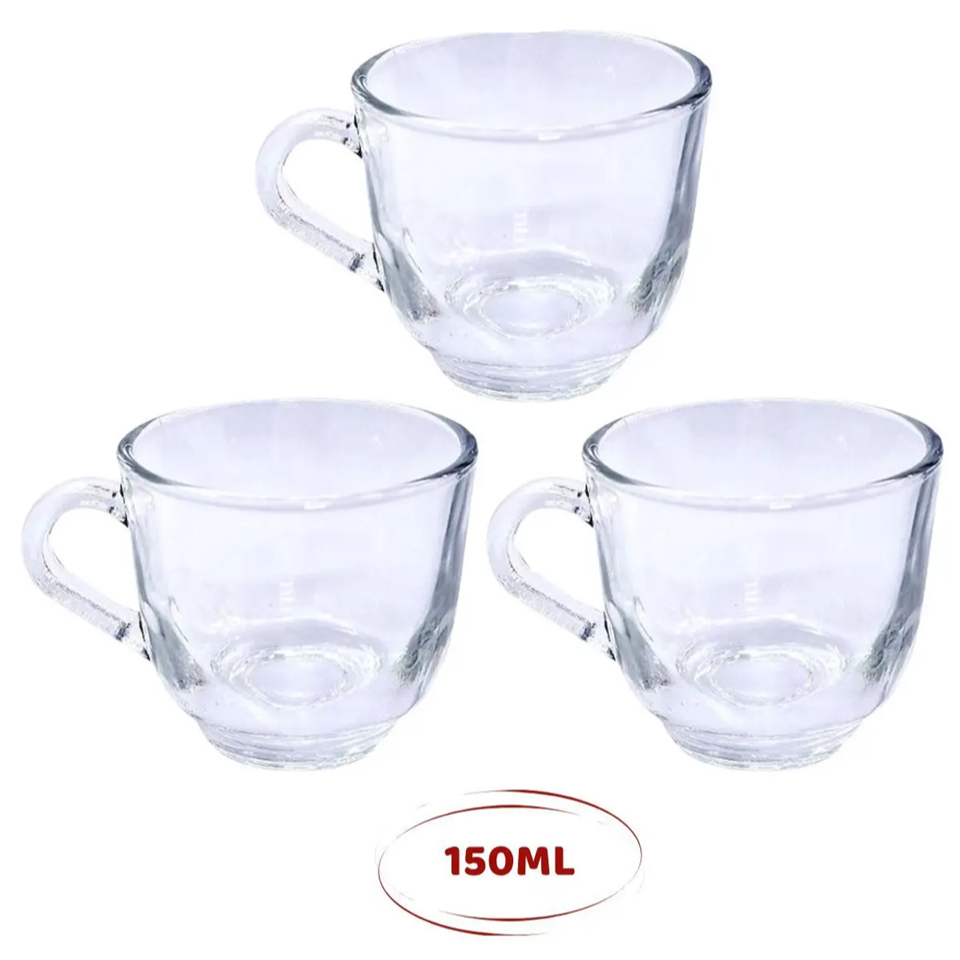 Jogo Xícaras Em Vidro Kit Canecas Para Chá Café