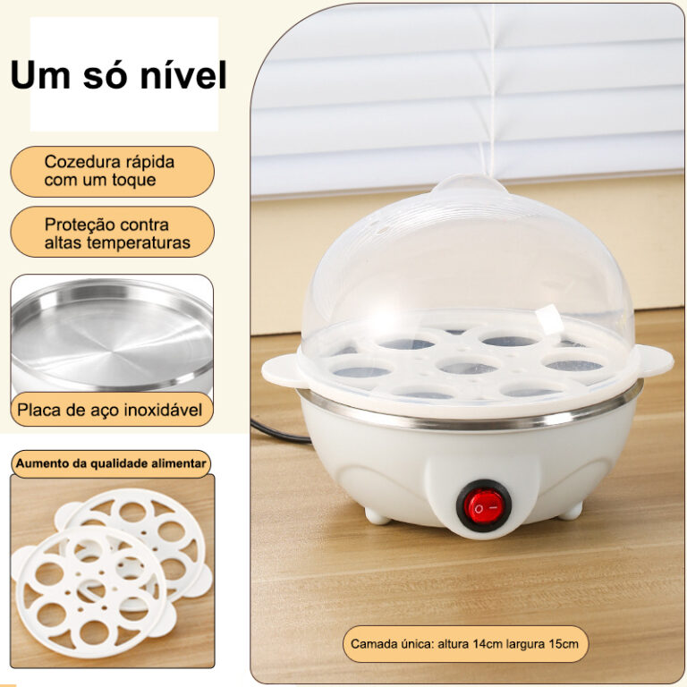 Cozedor de Ovos Elétrico  Tampa Transparente e Co