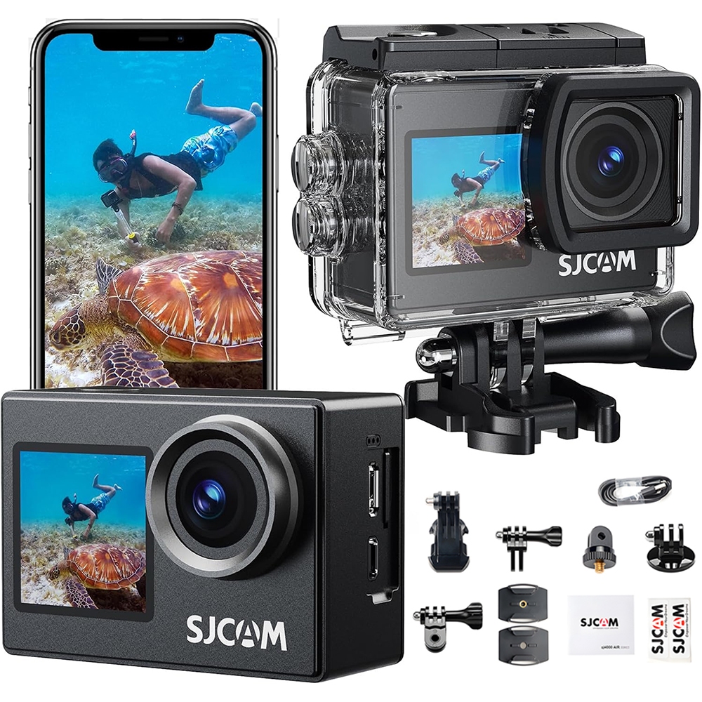 SJCAM Câmera Tela Dupla 30M mergulhando 4K, Capacete De Motocicleta Grande Angular De 170°